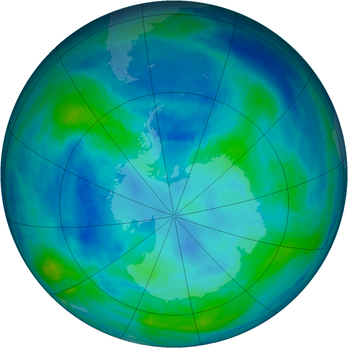 Antarctic ozone map for 18 April 1999